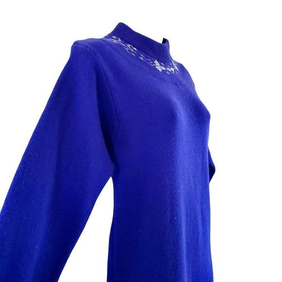 Vintage Benetton Knit Sweater Dress Purple Women Size 14 to 16 READ - Picture 2 of 8